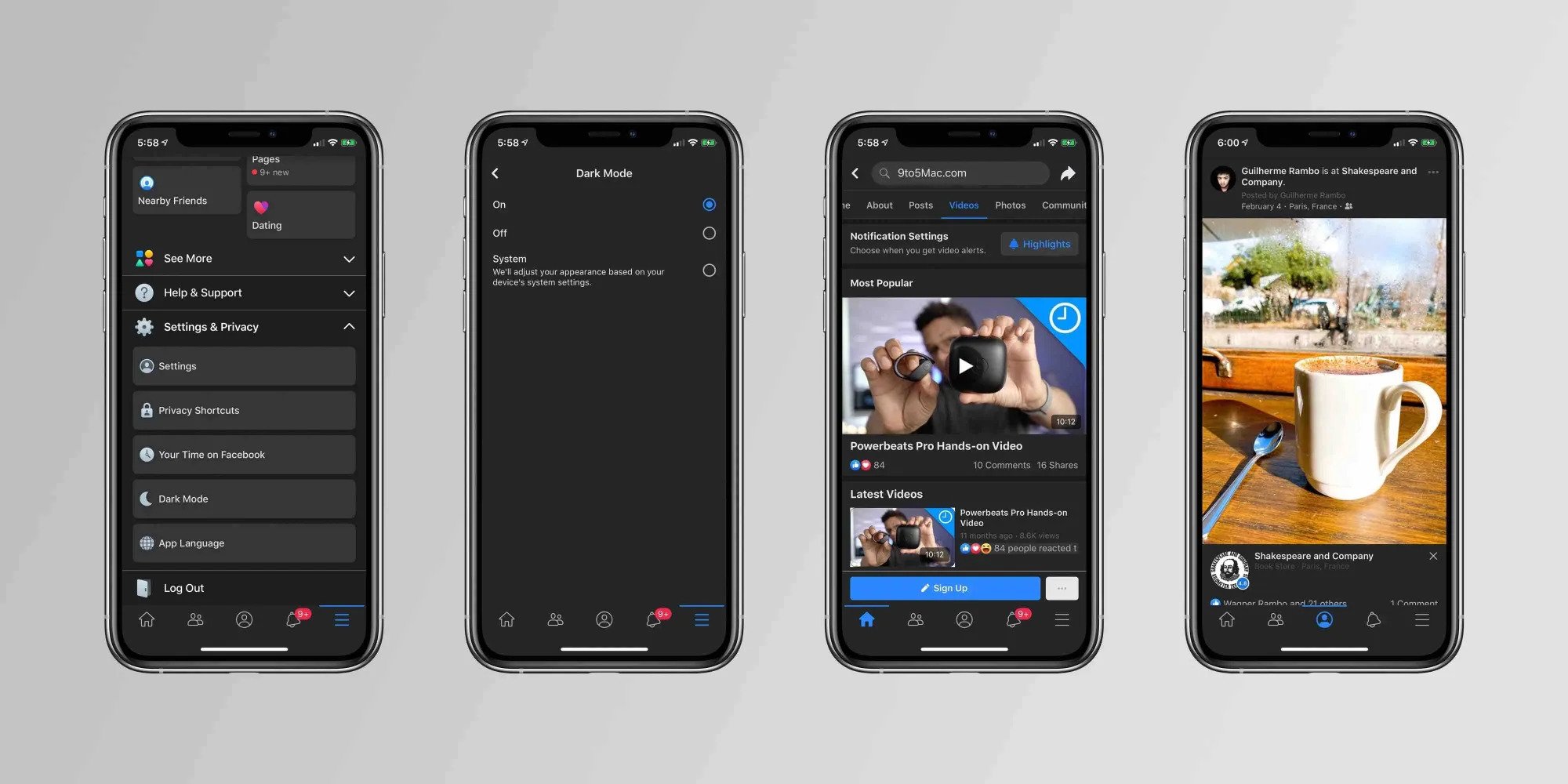 Facebook iOS için karanlık mod arayüzü birçok kullanıcı için kayboluyor