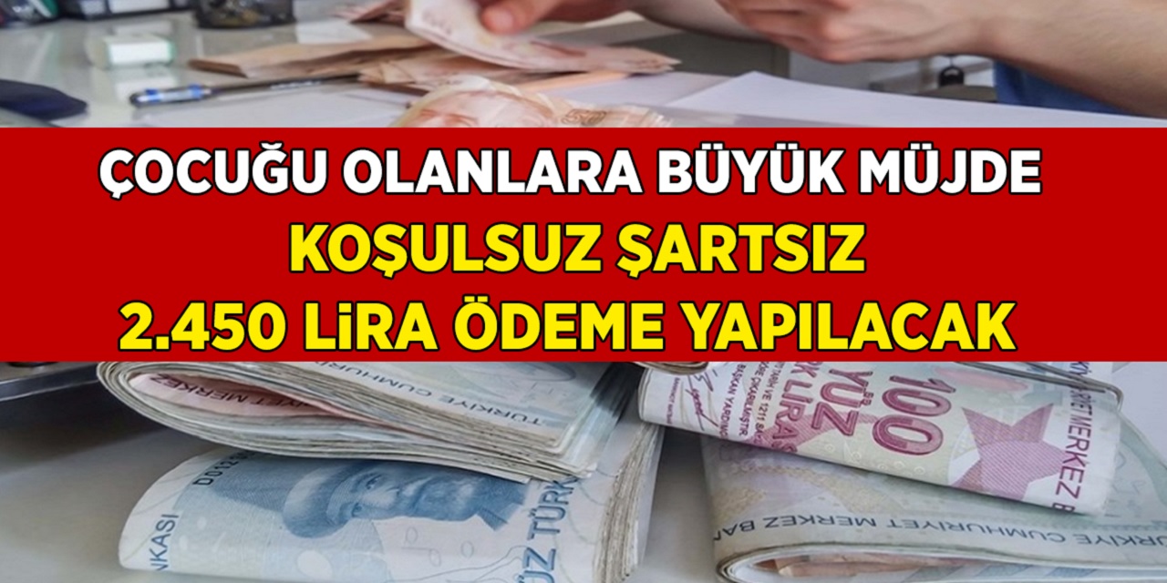 Çocuk Yardımı için resmi açıklama geldi: Çocuğu olan herkese 2 bin 450 TL yardım parası