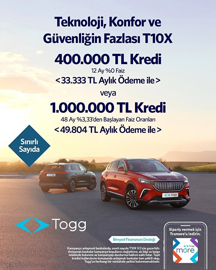 Togg’dan Sıfır Faizli Otomobil Atağı: T10X Almak İsteyene Büyük Fırsat!